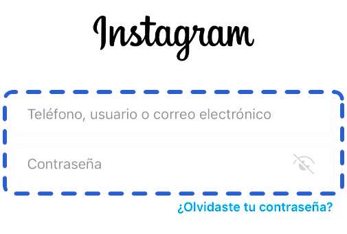 Ingresar usuario y contraseña para agregar cuenta a instagram